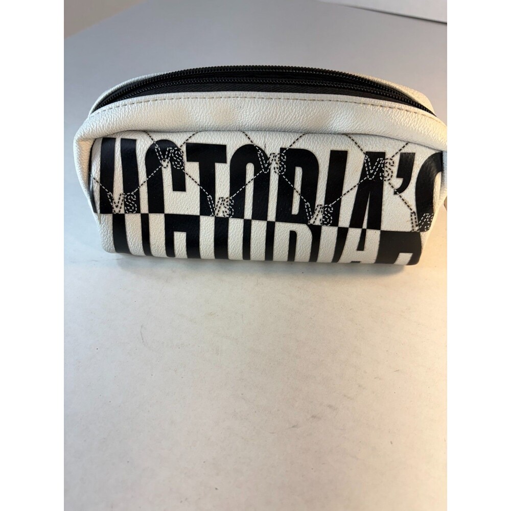Victoria's Secret White Black Makeup Bag Pouch Case